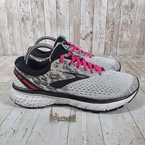 Brooks Ghost 11 Womens Running Shoes Gray Pink Snakeskin 1202771B192 Size 9.5 B